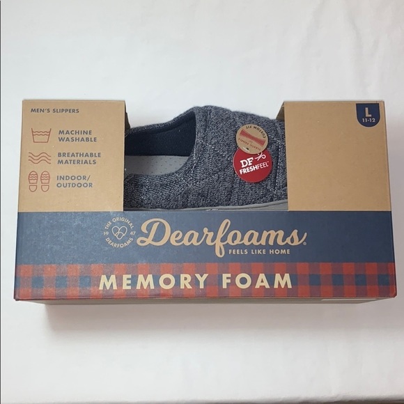 New Men's Dearfoams Heathered Knit Closed Slippers Size Large 11/12 - Picture 8 of 14